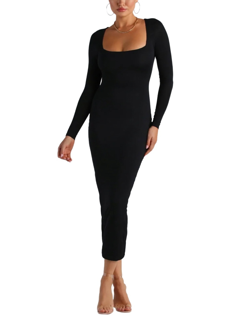 Black Tummy Control Bodycon Maxi Dress